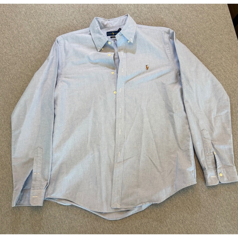 Ralph Lauren Mens Classic Fit Light Blue Oxford Button Down Shirt Large LG